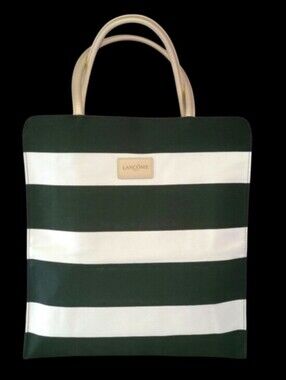 Lancôme Black and White Striped Canvas Tote
